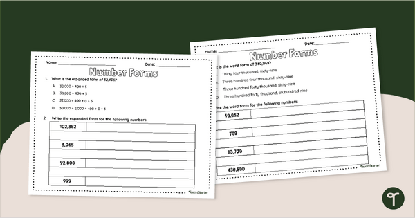 Go to Number Forms Quiz teaching resource