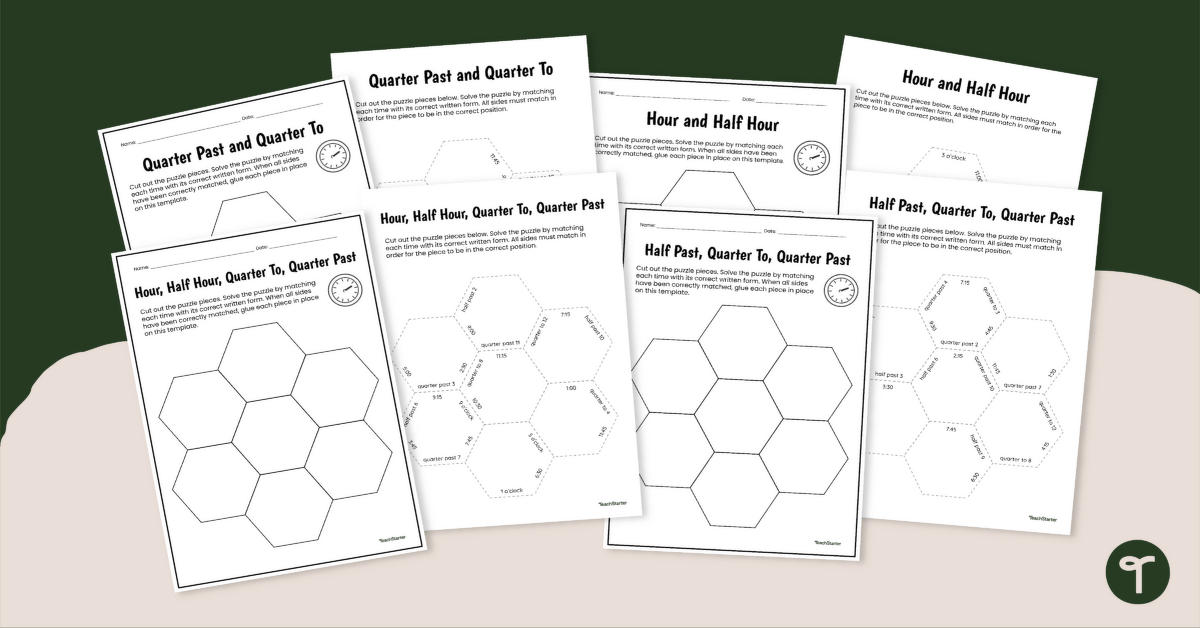 Telling the Time Year 2 Tarsia Puzzle teaching resource