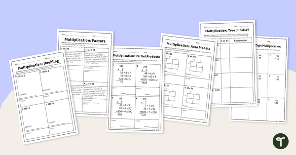 Go to Year 5 Multiplication Strategies Worksheet Pack teaching resource