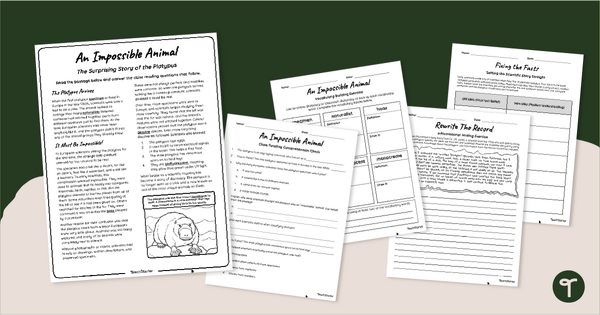 Go to ‘An Impossible Animal’ Platypus Reading Comprehension Worksheet teaching resource