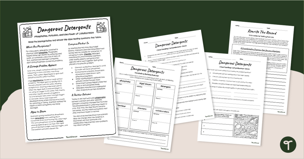 ‘Dangerous Detergents’ Reading Comprehension Worksheets teaching resource