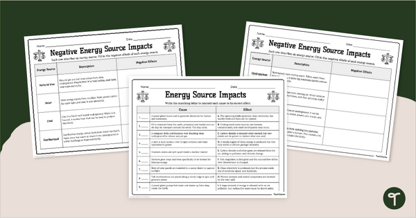 Go to Energy Source Impact Worksheets teaching resource
