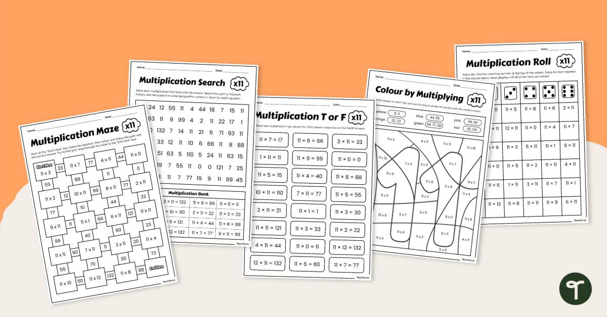 Multiples of 11 — Fact Fluency Pack teaching resource