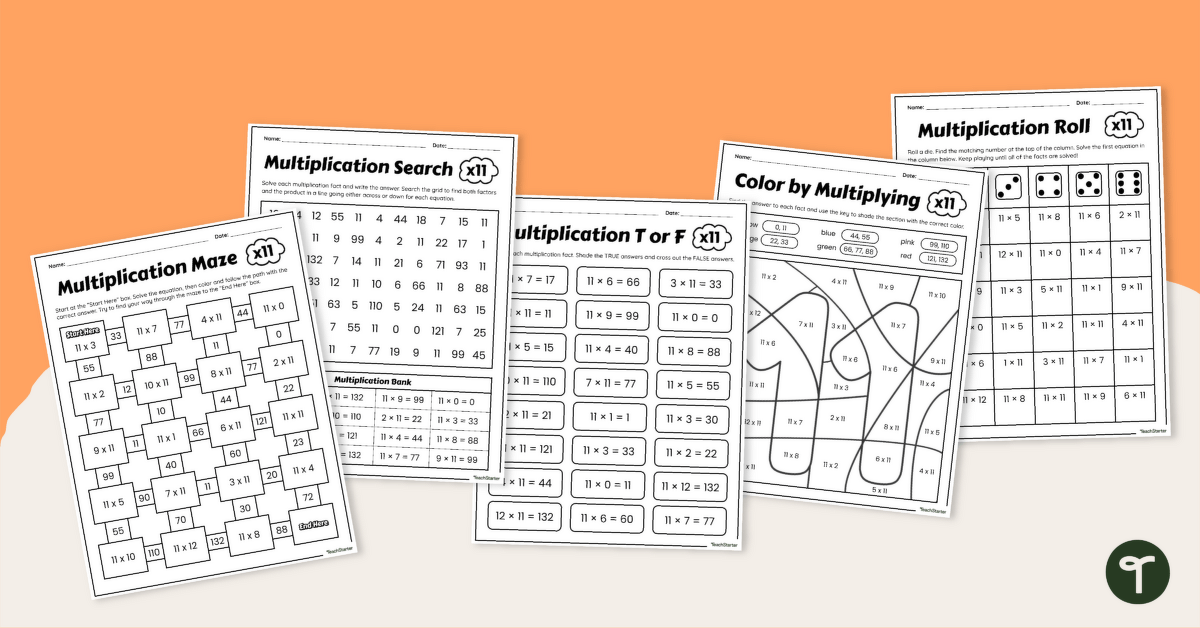 Multiples of 11 — Fact Fluency Pack teaching resource