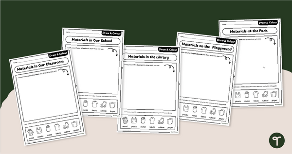 Go to Materials Around Us - Draw and Colour Worksheets teaching resource