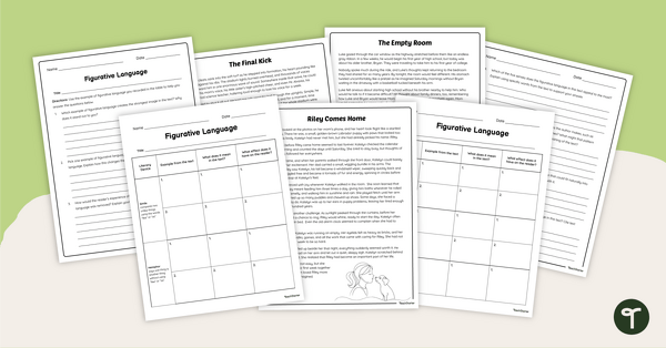 Go to Analyzing Figurative Language in Literature Worksheets teaching resource
