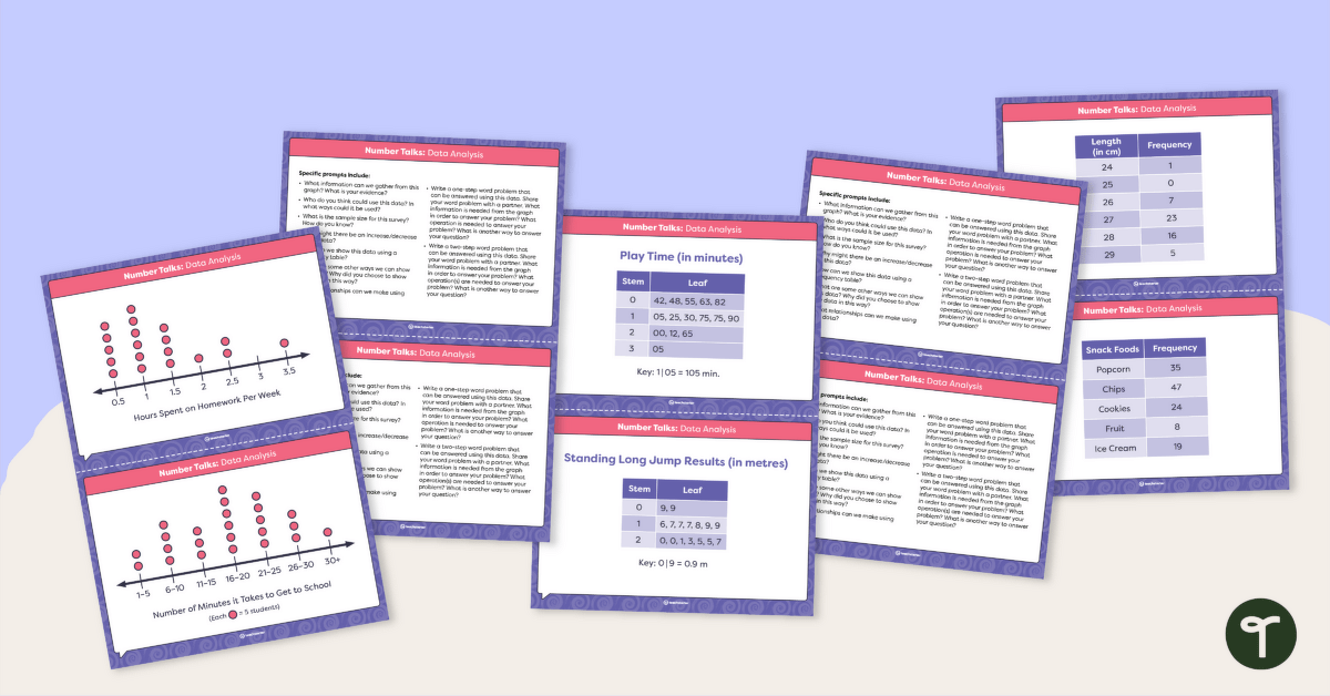 Number Talks - Data Analysis Task Cards teaching resource
