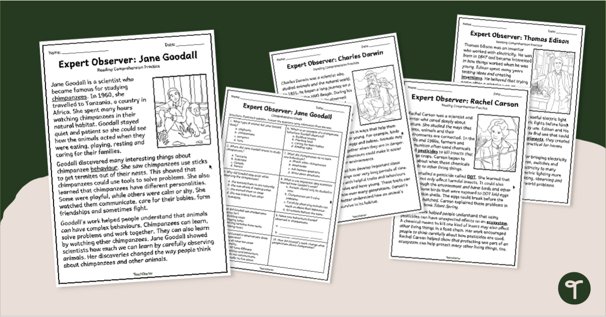 Expert Observers - Scientists Reading Passage Pack teaching resource