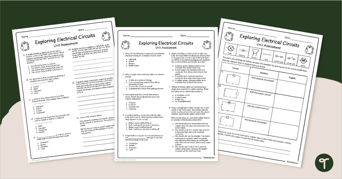 Exploring Electrical Circuits Assessment teaching resource