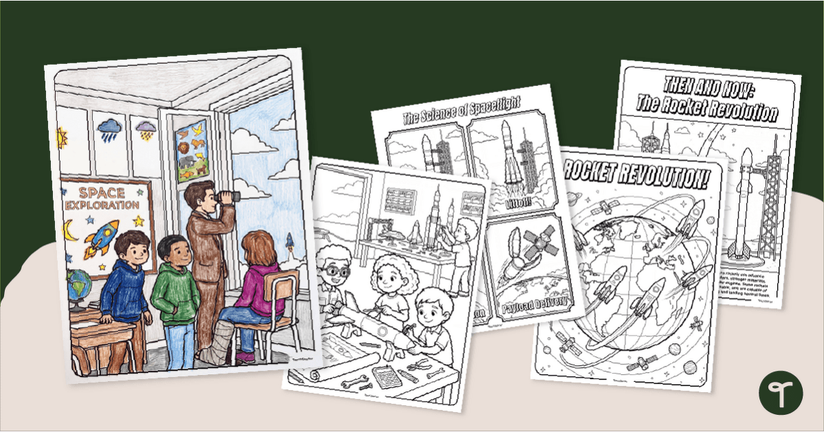 World Space Week - Rocket Revolution Colouring Pages teaching resource