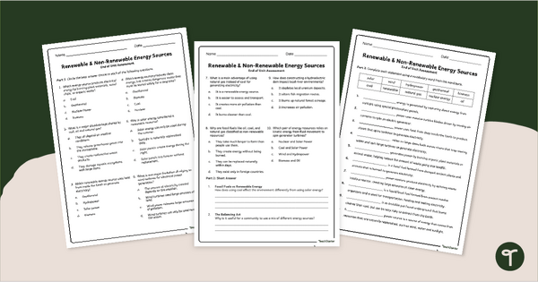 Go to Renewable & Nonrenewable Energy Quiz teaching resource