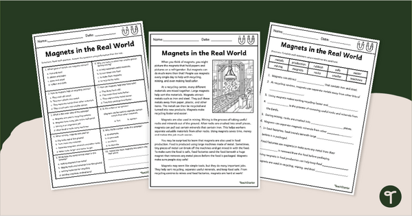 Go to Magnets in the Real World - Comprehension Worksheet Pack teaching resource