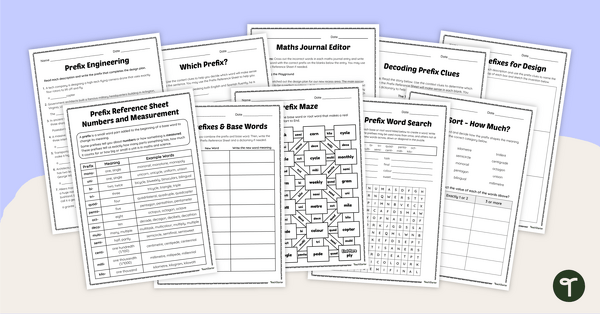 Go to Number and Measurement Prefixes Worksheet Pack teaching resource