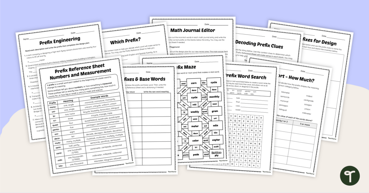 Number and Measurement Prefixes Worksheet Pack teaching resource