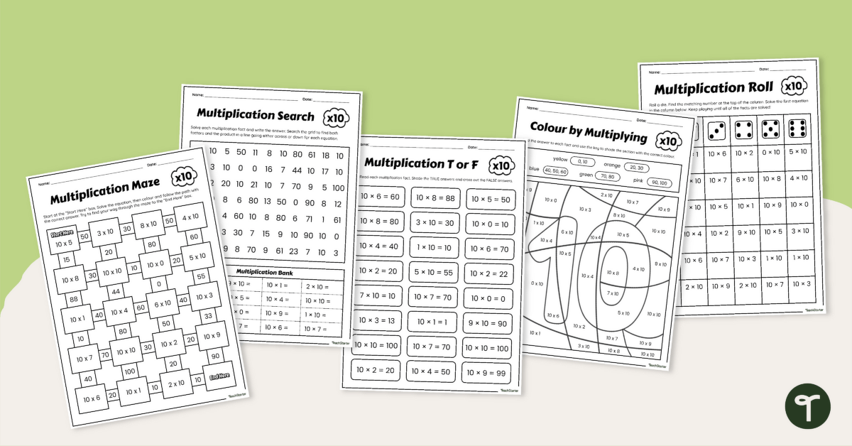 Multiples of 10 — Fact Fluency Pack teaching resource