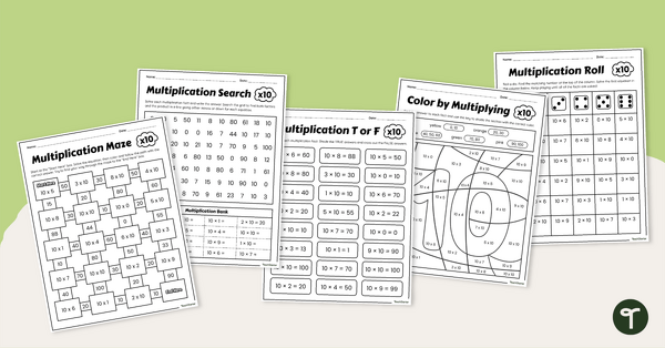 Go to Multiples of 10 — Fact Fluency Pack teaching resource