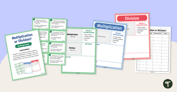 Go to Multiplication or Division? Sorting Cards teaching resource