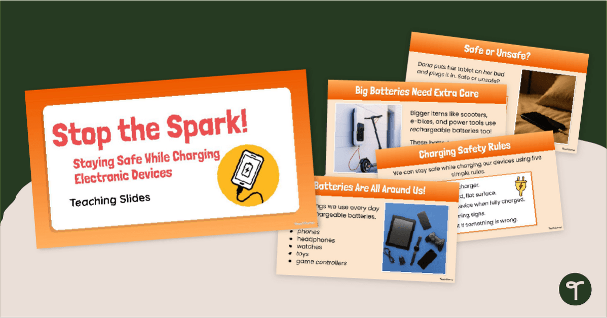 Stop the Spark! Safe Charging PowerPoint teaching resource