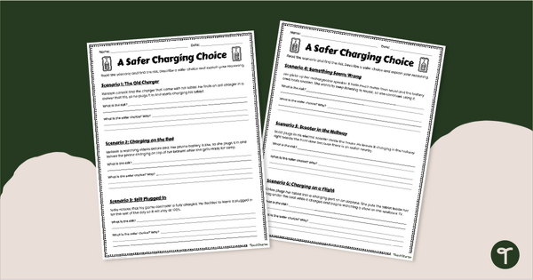 Go to Charging Safety Scenario Worksheet teaching resource