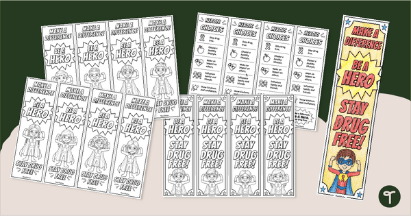 Go to Be a Hero. Stay Drug Free! Bookmarks teaching resource