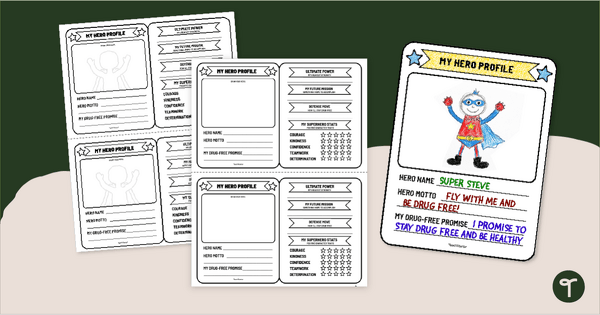 Go to Be a Drug Free Hero! Trading Card Template teaching resource