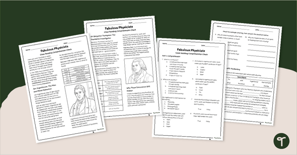 Go to Fabulous Physicists Reading Comprehension Pack teaching resource