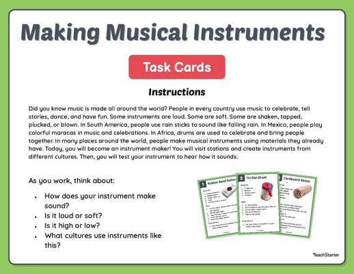 ‘Make a Musical Instrument’ Activity Cards teaching resource