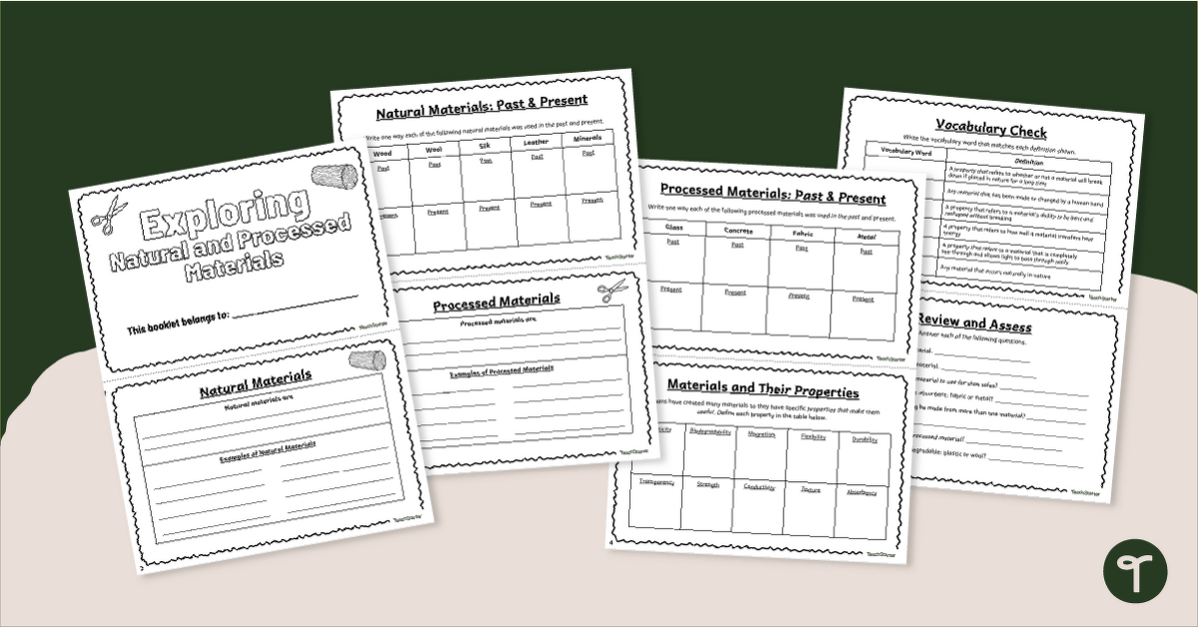 Natural and Processed Materials Activity Book teaching resource