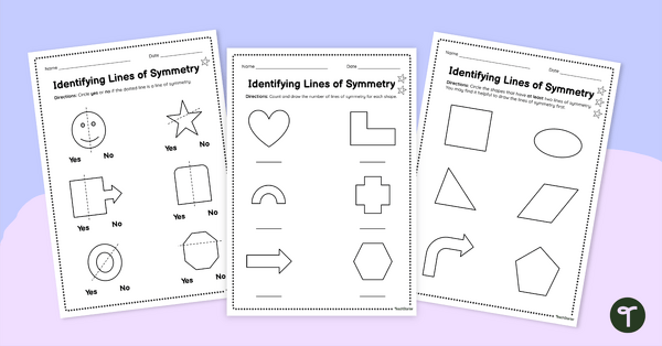 Go to Identifying Lines of Symmetry Worksheets teaching resource