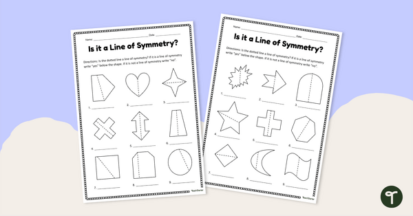 Go to Is It a Line of Symmetry? Worksheets teaching resource
