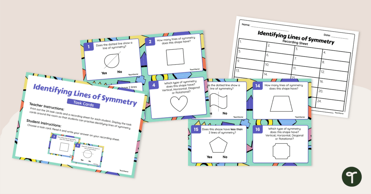 Identifying Lines of Symmetry Task Cards teaching resource
