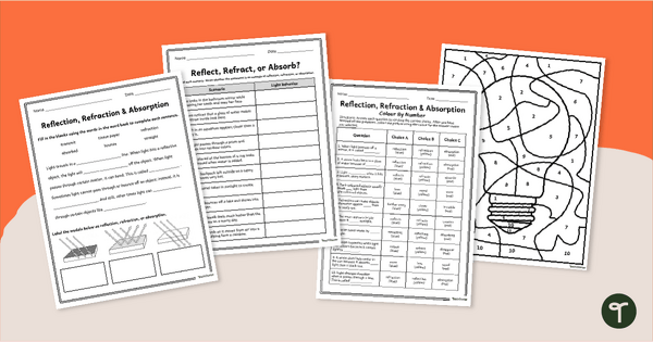 Go to Reflection, Refraction, and Absorption Worksheet Pack teaching resource