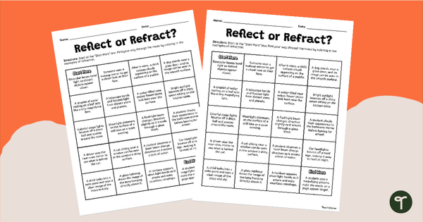 Go to Reflection Or Refraction? Maze Worksheets teaching resource