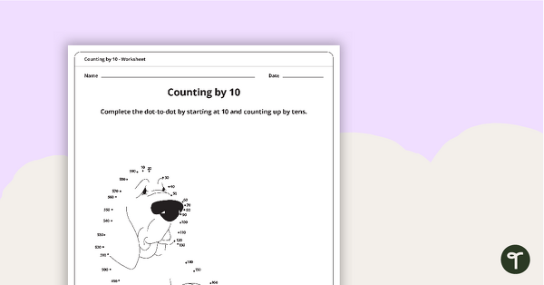 Go to Dot-to-Dot Drawing - Numbers by 10 - Dog teaching resource