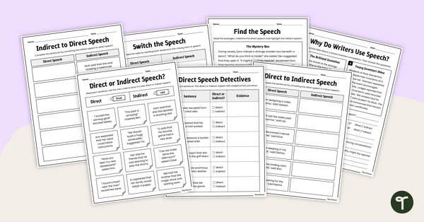 Go to Direct and Indirect Speech Worksheet Pack teaching resource