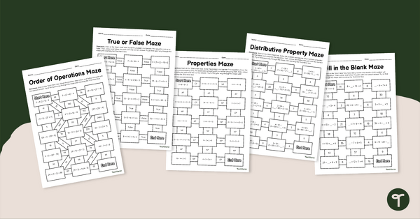 Go to Order of Operations – Maths Maze Worksheet Pack teaching resource