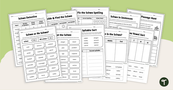Go to Schwa Sound Worksheets teaching resource