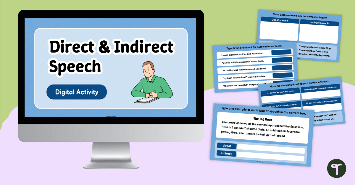 Direct and Indirect Speech Interactive Activity teaching resource