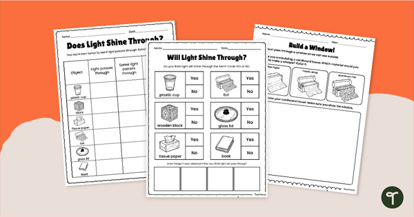 Go to Will Light Pass Through It? Light Investigation Activity Pack teaching resource