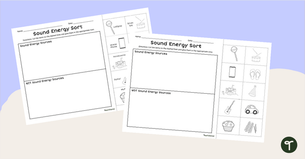 Go to Sound Energy Sources Worksheet - Cut and Paste teaching resource