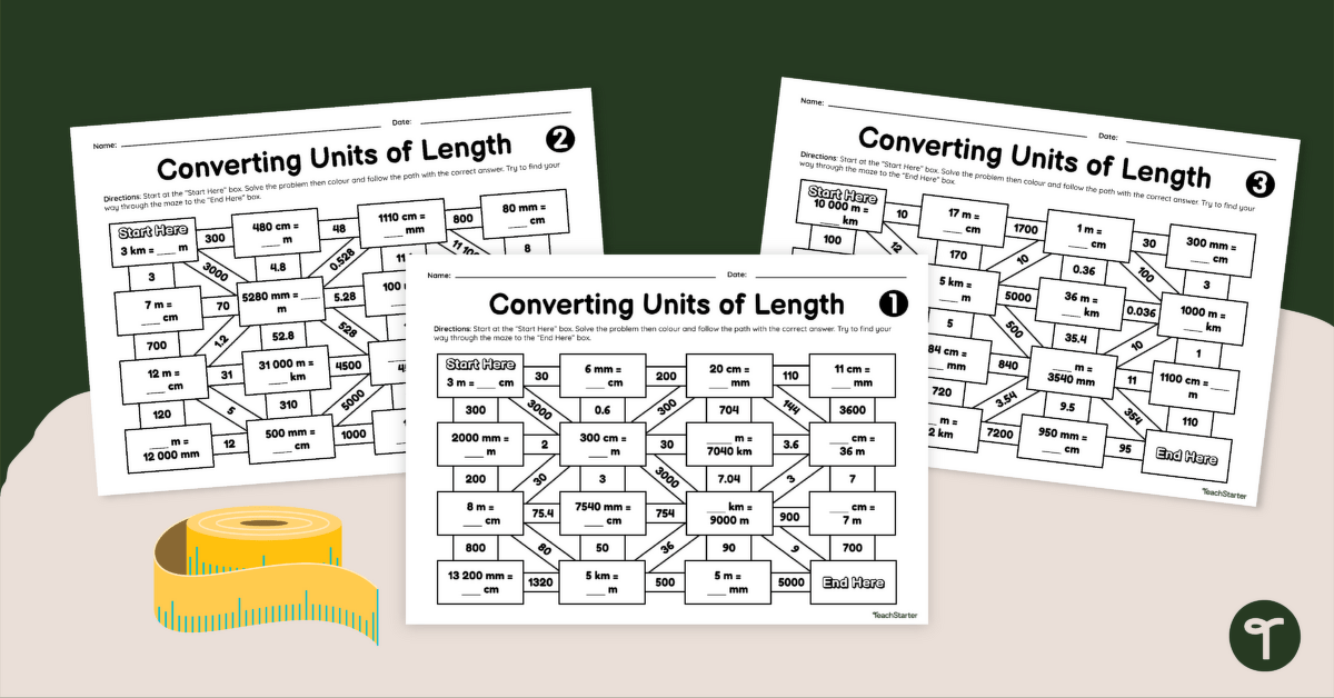Converting Units of Length - Maths Mazes teaching resource