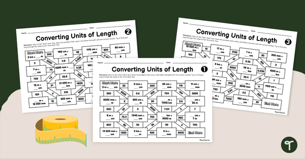 Go to Converting Units of Length - Maths Mazes teaching resource