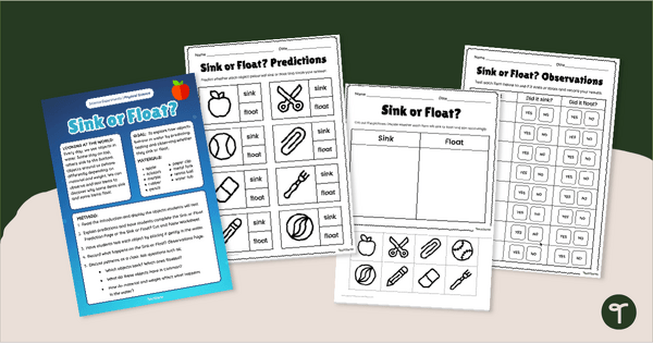 Go to Sink or Float Experiment Pack (F-1) teaching resource