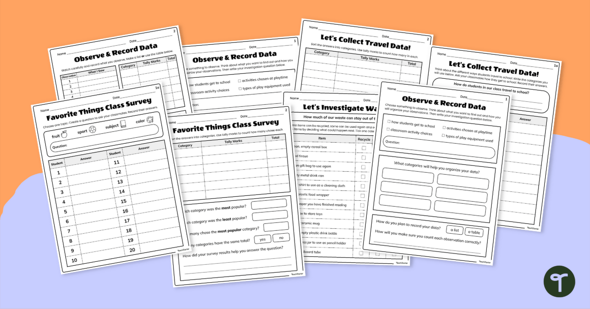 First Grade Data and Graphing Worksheets teaching resource