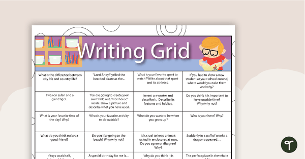 Image of Assorted Writing Prompts Grid