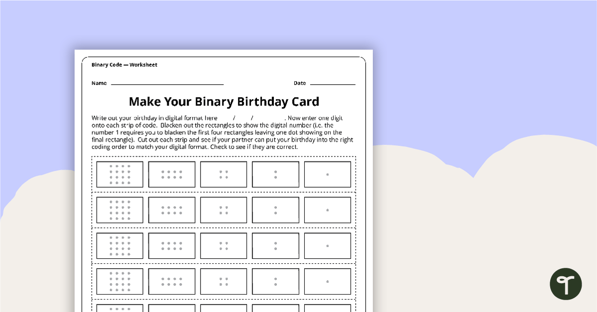 Make Your Binary Code Birthday Card Activity teaching resource