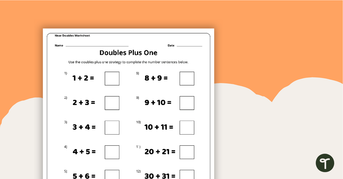 Doubles Plus One - Worksheet teaching resource
