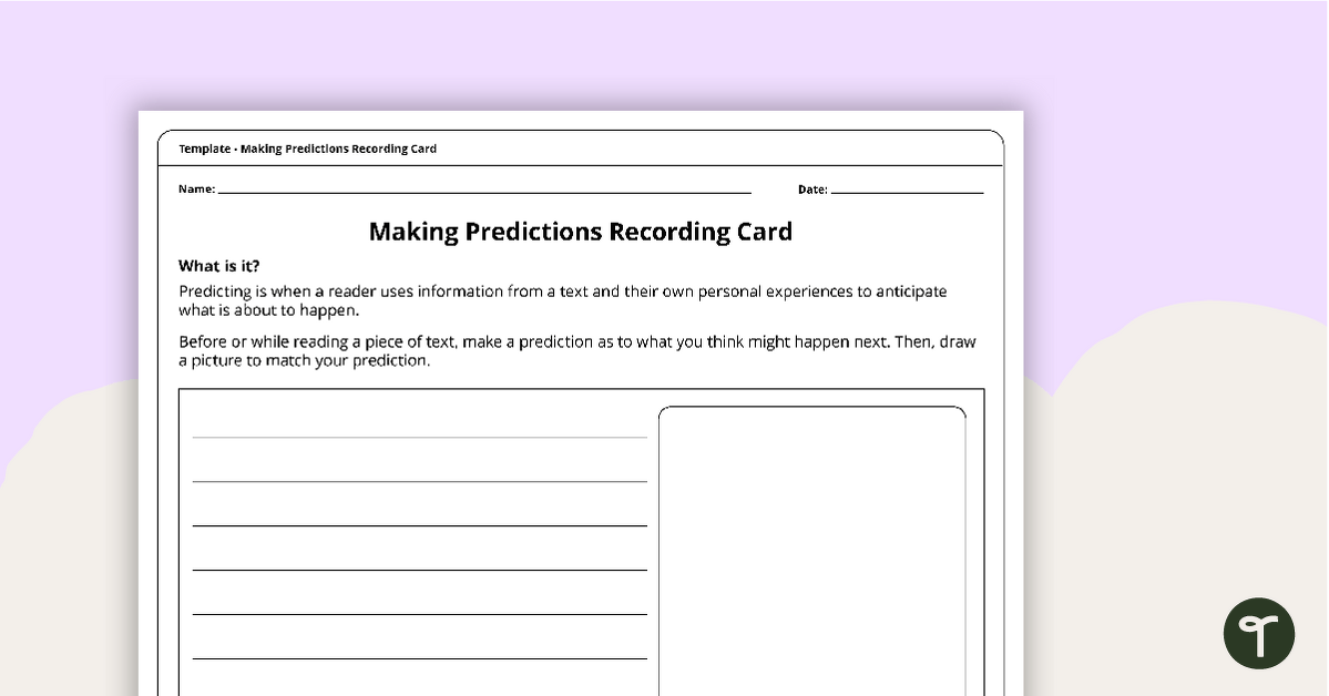 Making Predictions - Recording Card teaching resource