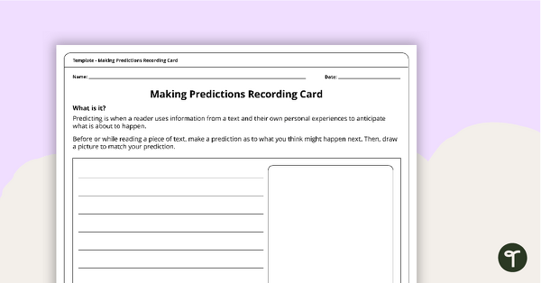 Preview image for Making Predictions - Recording Card - teaching resource