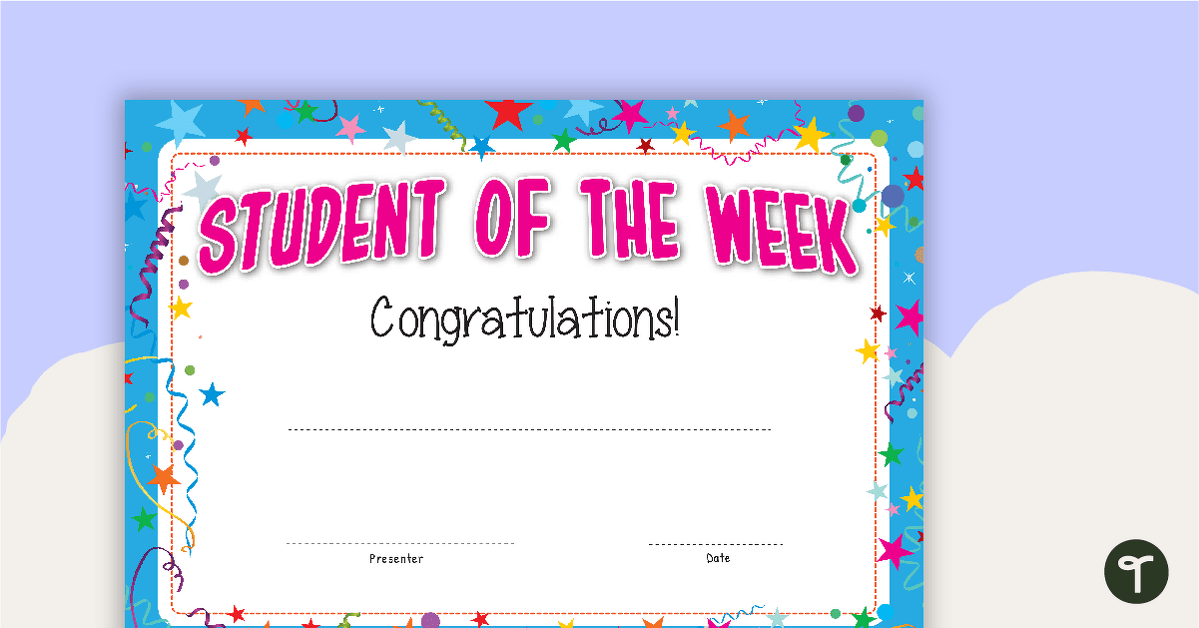 Student of the Week Certificate teaching resource